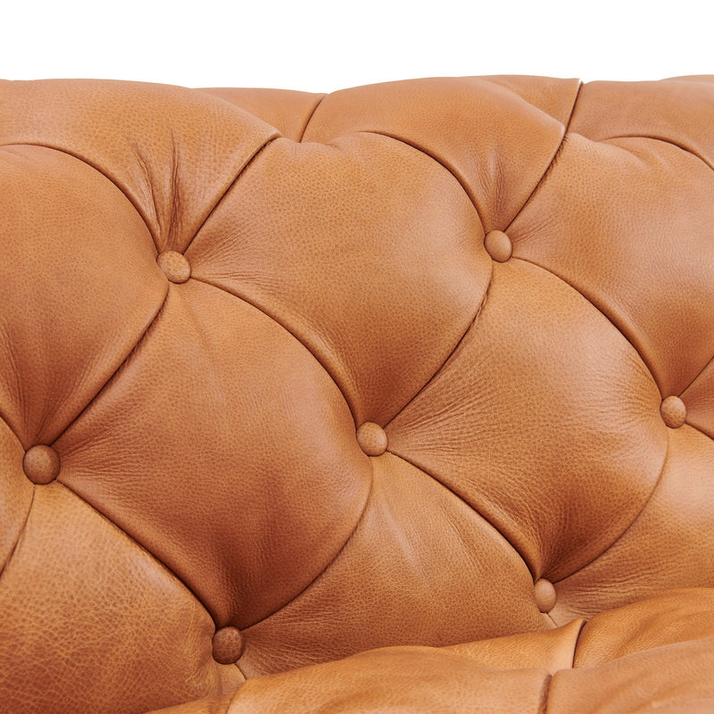 Dexter - Transitional Camel Full Italian Leather 3-Seat Sofa — view 5