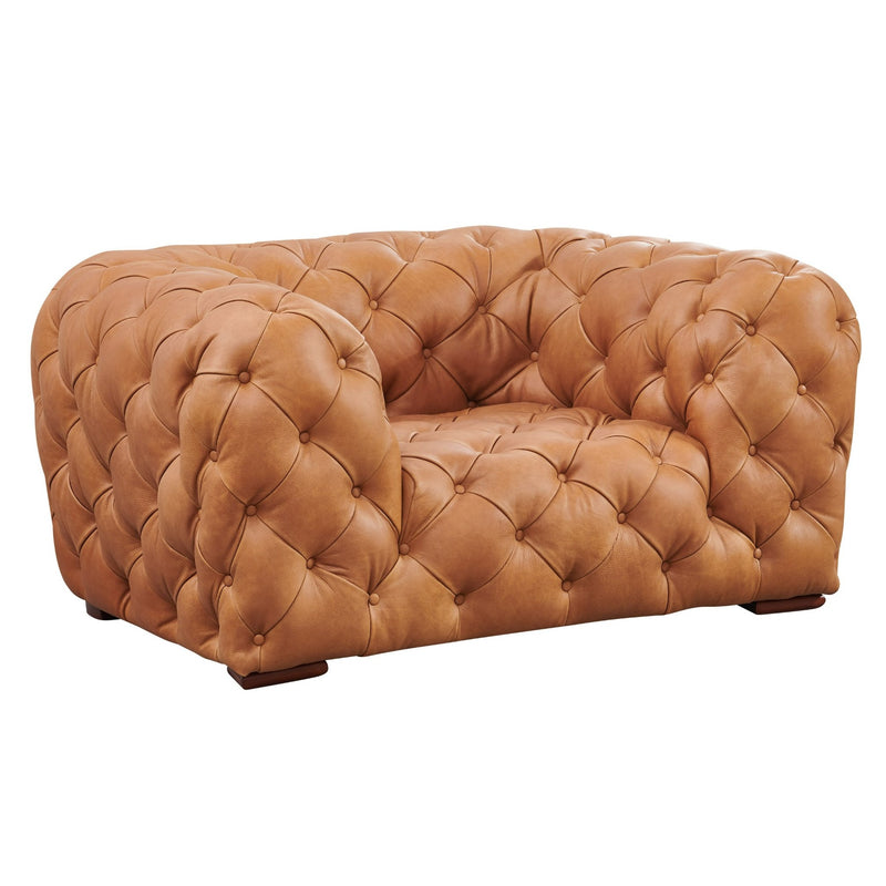 Dexter - Transitional Camel Full Italian Leather Lounge Chair — view 2