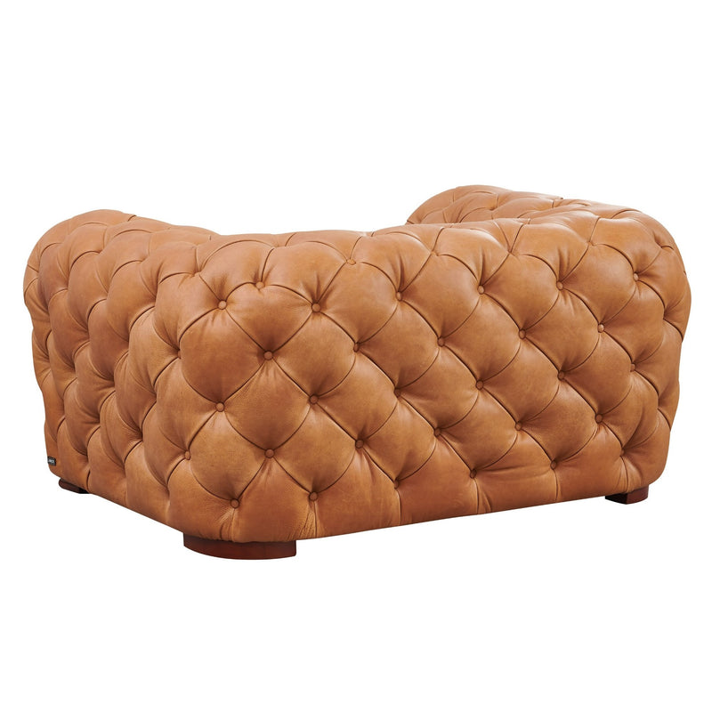 Dexter - Transitional Camel Full Italian Leather Lounge Chair — view 3