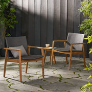 Tranquilize - Outdoor Wooden Club Chair With Woven Wicker Seat And Back (Set of 2) - Light Brown - R&R Furniture Gallery (Fountain Valley, CA)