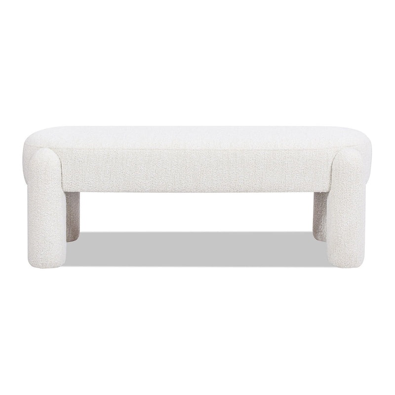 Hugo - Oval Fully Upholstered Bench - Milk Cream White - R&R Furniture Gallery (Fountain Valley, CA)