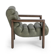 Classic Home Dahlia accent chair with plush fabric and curved wooden legs, showcasing elegant and comfortable seating.