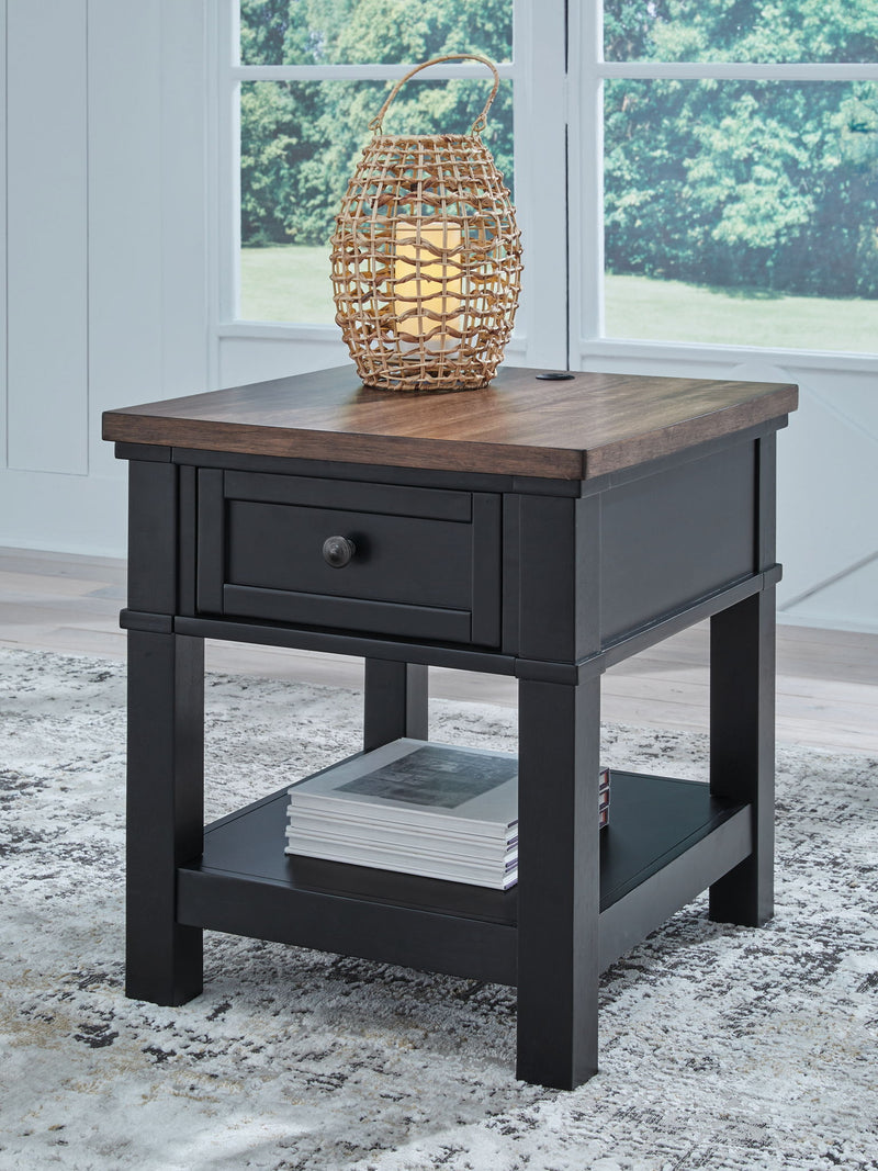 Wildenauer - Rectangular End Table - Brown / Black - R&R Furniture Gallery (Fountain Valley, CA)