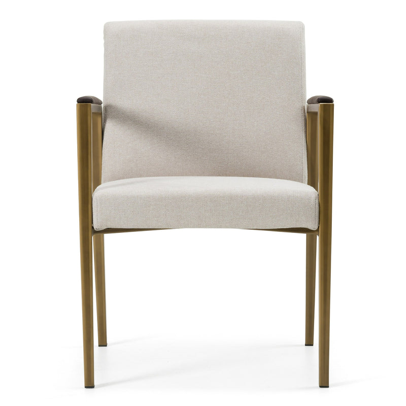 Sanders - Modern Off-White Fabric + Brass Dining Chair — view 2