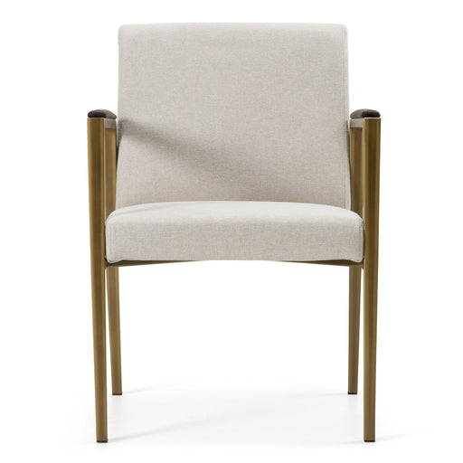 Sanders - Modern Off-White Fabric + Brass Dining Chair — view 2