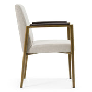 Sanders - Modern Off-White Fabric + Brass Dining Chair — view 3