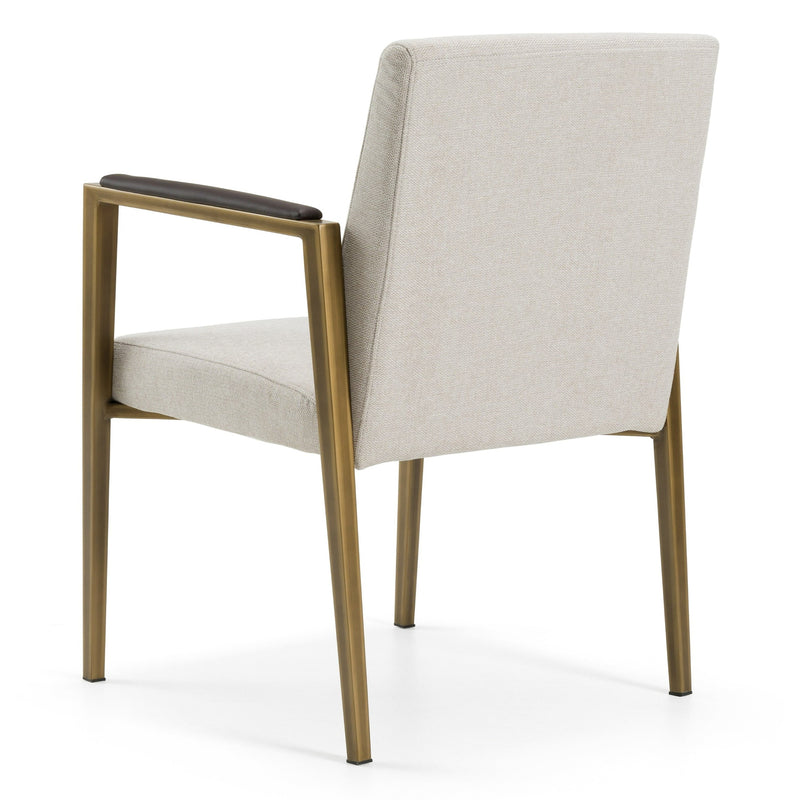 Sanders - Modern Off-White Fabric + Brass Dining Chair — view 5