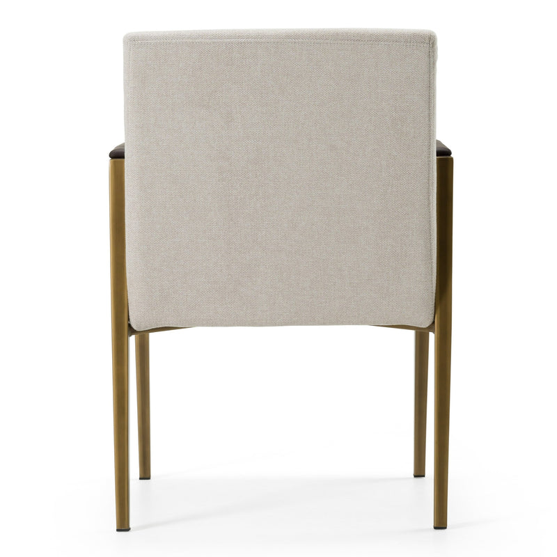 Sanders - Modern Off-White Fabric + Brass Dining Chair — view 4