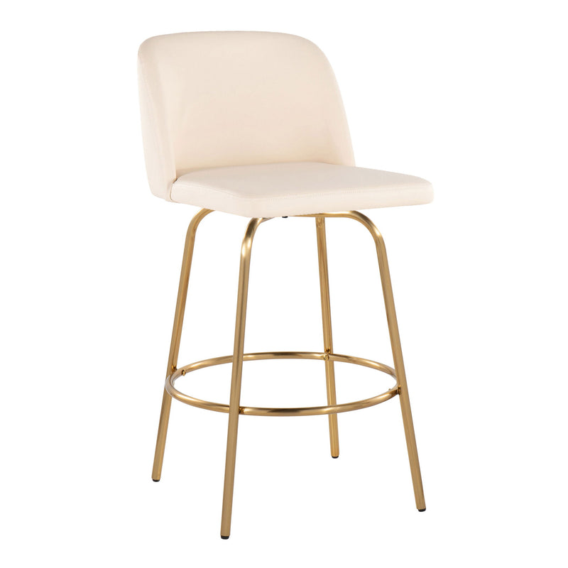 Toriano - Contemporary, Fixed Height Counter Stool With Swivel With Round Footrest (Set of 2) - R&R Furniture Gallery (Fountain Valley, CA)