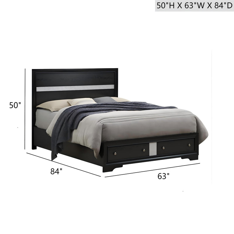 Madrid - Queen Bed With Storage Drawers And Nickel Handles - Black - R&R Furniture Gallery (Fountain Valley, CA)