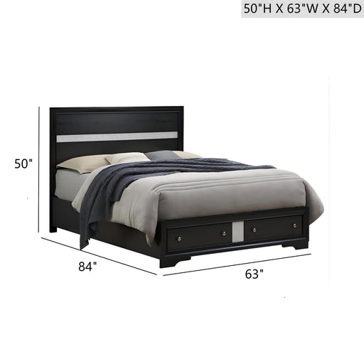 Madrid - Queen Bed With Storage Drawers And Nickel Handles - Black - R&R Furniture Gallery (Fountain Valley, CA)