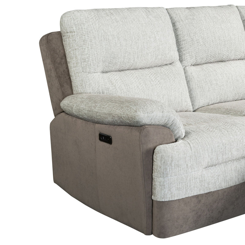Kia - Sectional With Power And USB - Beige / Brown - R&R Furniture Gallery (Fountain Valley, CA)