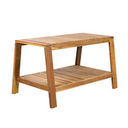 2 Piece Outdoor Conversation Set (Loveseat & Coffee Table With Water-Resistant Cushions) - Blue / Teak - R&R Furniture Gallery (Fountain Valley, CA)