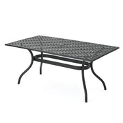 Outdoor Aluminum Dining Table With Lattice Design And Center Umbrella Hole - Black - R&R Furniture Gallery (Fountain Valley, CA)