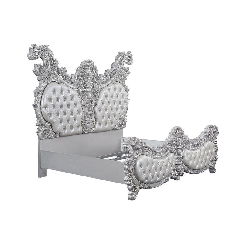 Valkyrie - Eastern King Bed - Synthetic Leather & Antique Platinum - R&R Furniture Gallery (Fountain Valley, CA)