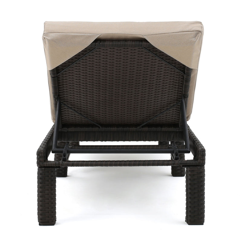 Puerta - Chaise Lounge Frame Cushion Outdoor Wicker Iron - Beige / Dark Brown - R&R Furniture Gallery (Fountain Valley, CA)