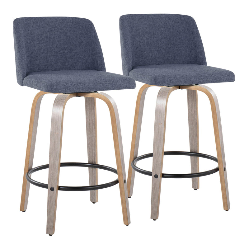 Toriano - Contemporary Fixed Height Counter Stool With Swivel & Round Footrest (Set of 2) - R&R Furniture Gallery (Fountain Valley, CA)