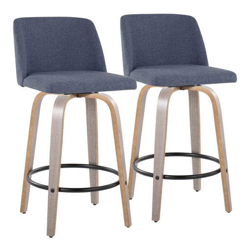 Toriano - Contemporary Fixed Height Counter Stool With Swivel & Round Footrest (Set of 2) - R&R Furniture Gallery (Fountain Valley, CA)