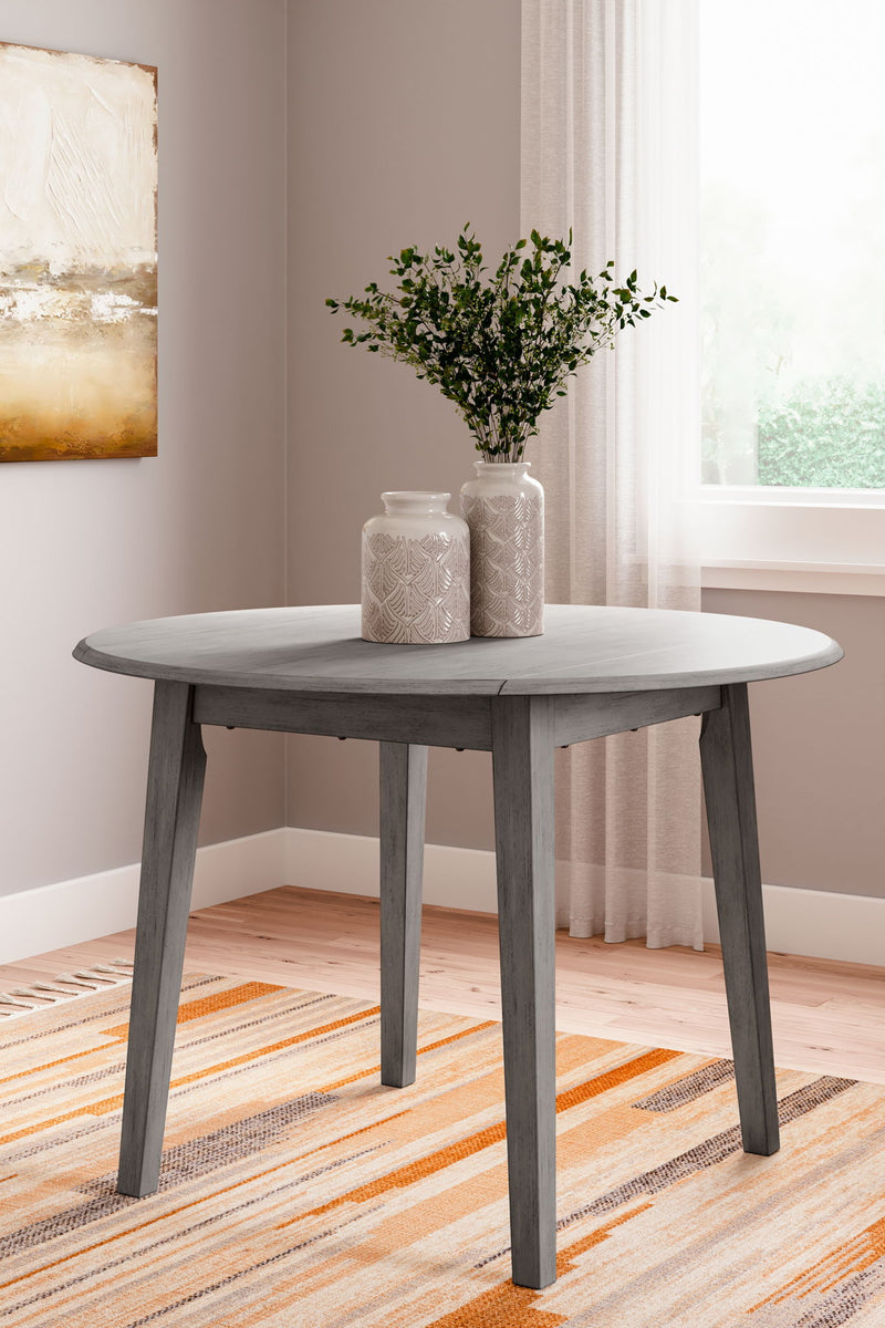 Shullden - 5 Pc. - Drop Leaf Table, 4 Side Chairs - Gray - R&R Furniture Gallery (Fountain Valley, CA)