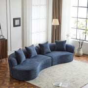 Elegant curved sectional sofa by Noble House with plush foam cushions, perfect for stylish, comfortable stationary seating.