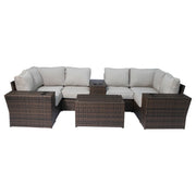 Wicker Outdoor Sectional With Weather Resistant Cushions And Table - R&R Furniture Gallery (Fountain Valley, CA)