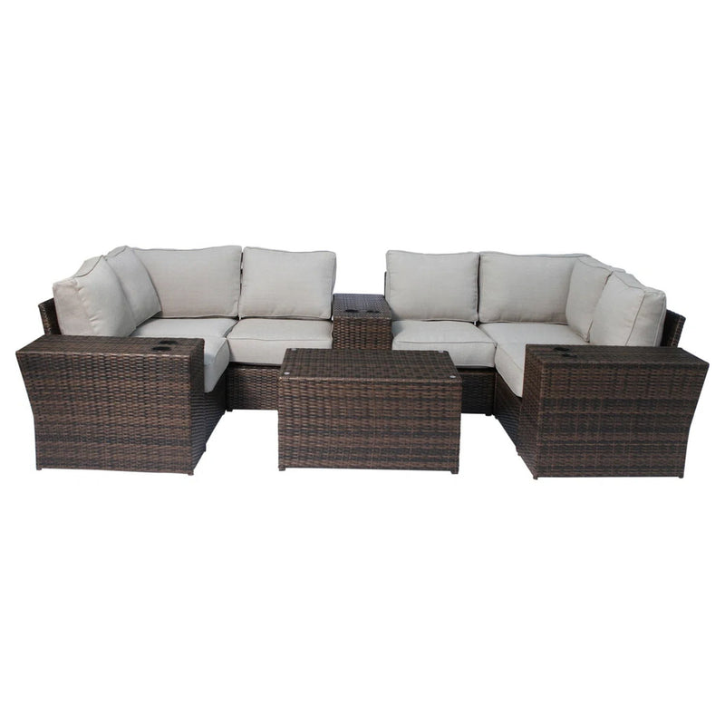 Wicker Outdoor Sectional With Weather Resistant Cushions And Table - R&R Furniture Gallery (Fountain Valley, CA)