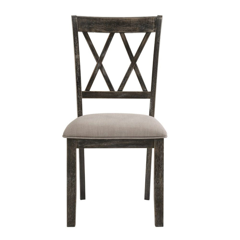 Claudia II - Side Chair (Set of 2) - Beige Fabric & Weathered Gray - R&R Furniture Gallery (Fountain Valley, CA)