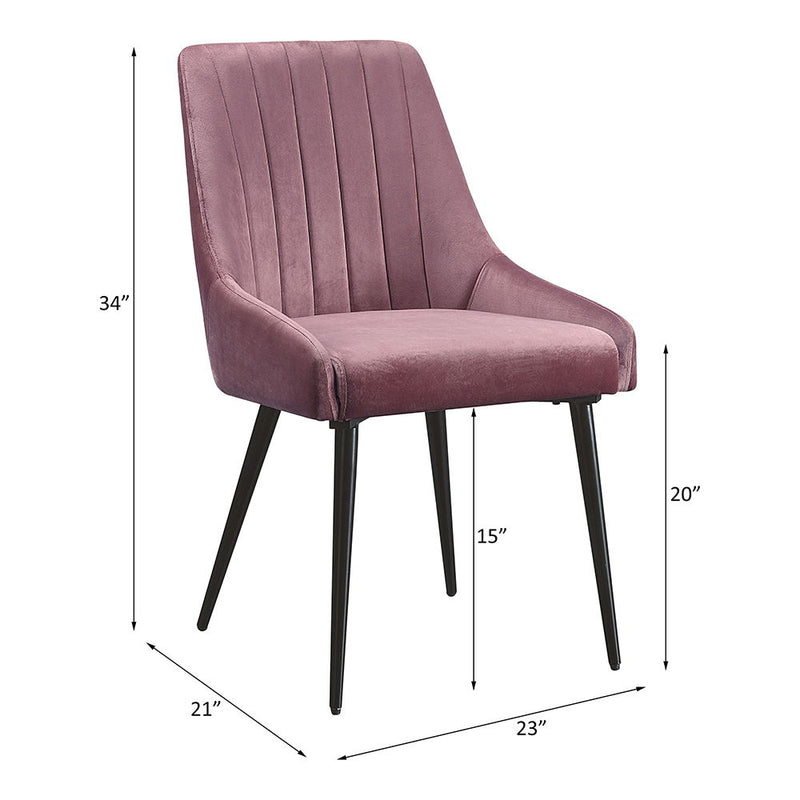 Riley - Side Chair (Set of 2) - Pink Fabric & Black - R&R Furniture Gallery (Fountain Valley, CA)