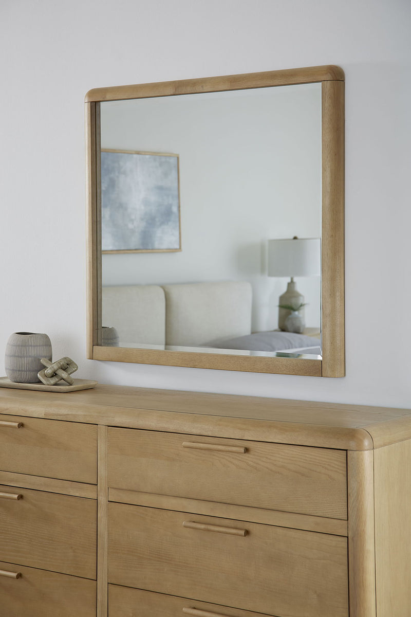 Modus Furano wall or dresser mirror in ginger with a sleek, modern design and a rectangular shape.