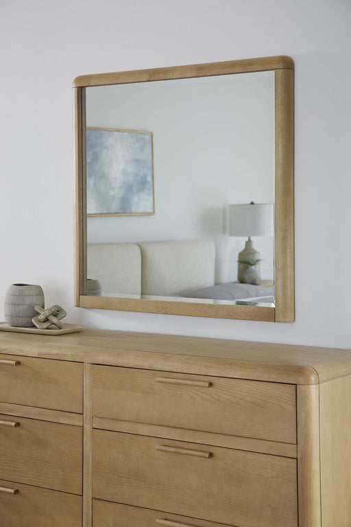 Modus Furano wall or dresser mirror in ginger with a sleek, modern design and a rectangular shape.