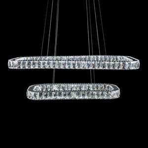 Michael Amini Lighting - Enterprise Modern Rectangular Crystal Chandelier - Chrome