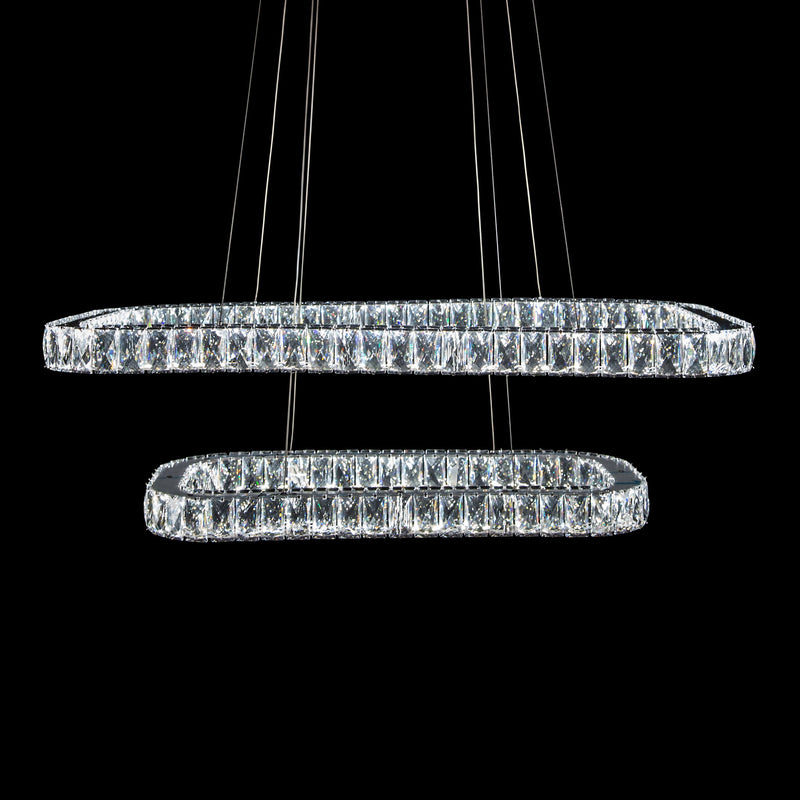Michael Amini Lighting - Enterprise Modern Rectangular Crystal Chandelier - Chrome