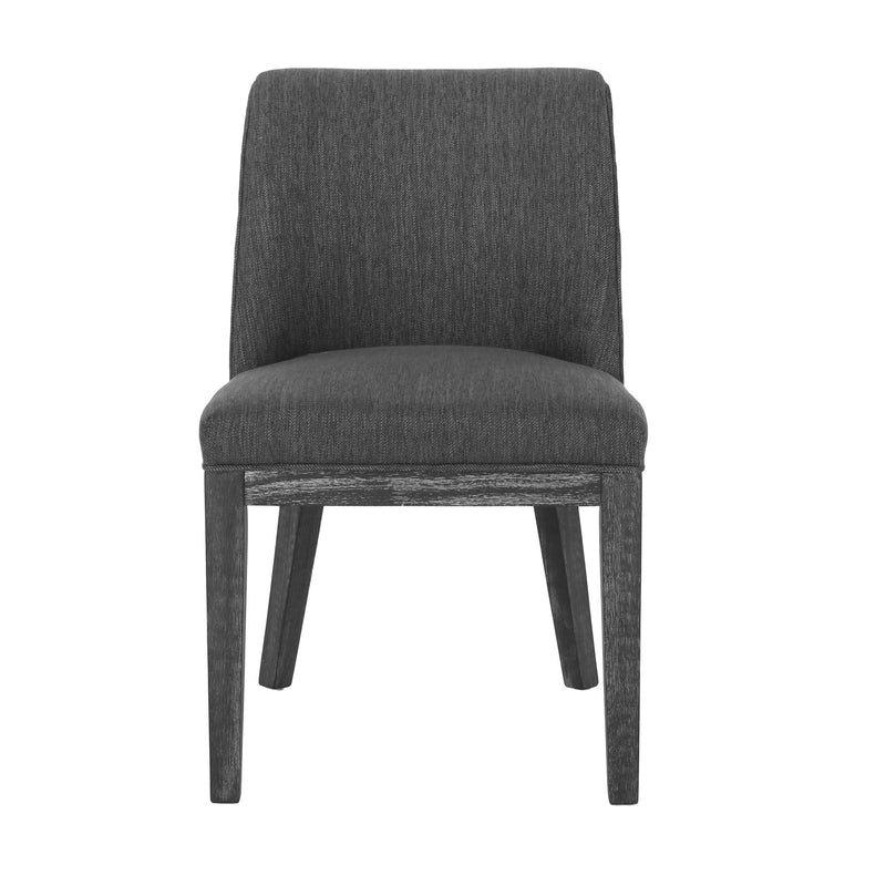 Set of 2 Noble House modern dining chairs with durable fabric upholstery and sturdy wooden frames, showcased from a front angle.