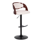 Lumi Source Pino mid-century modern adjustable barstool set with swivel and rounded T-footrest, shown in a stylish home setting.