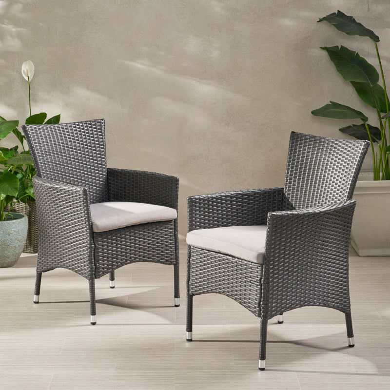 Dimensional Outdoor Dining Chair With Cushion Seat And Iron Frame (Set of 2) - R&R Furniture Gallery (Fountain Valley, CA)