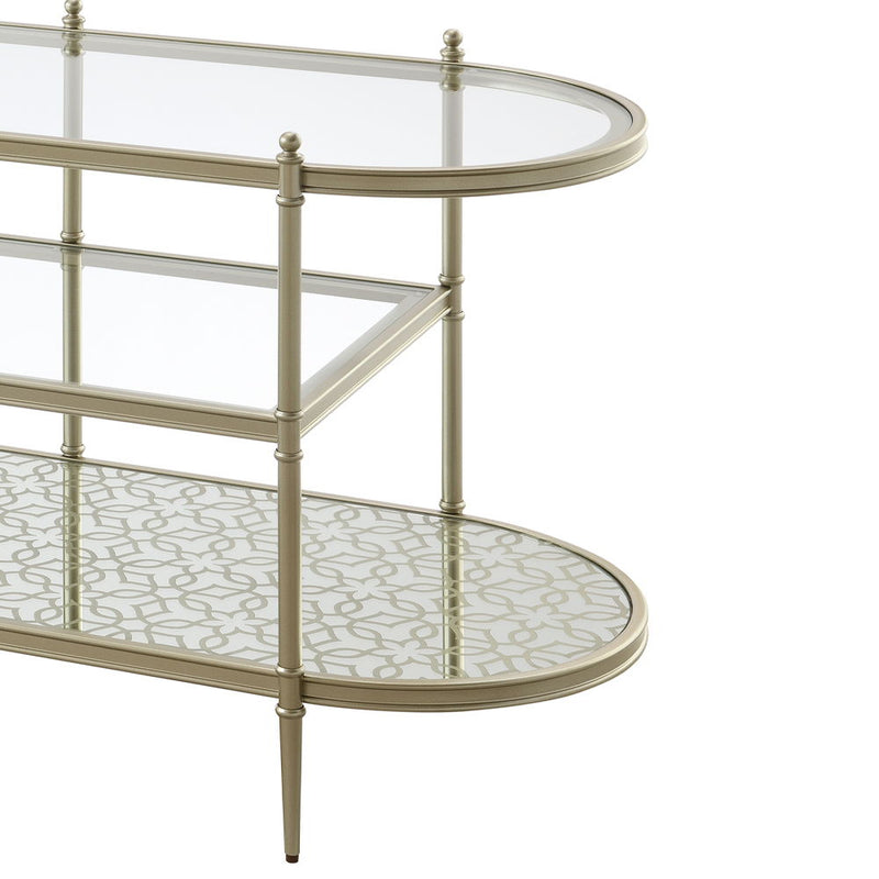 Zaba - TV Stand - Glass Top & Champagne - R&R Furniture Gallery (Fountain Valley, CA)