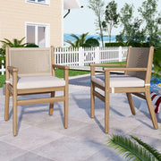 Outdoor Acacia Wood Patio Dining Armchair (Set of 2) - R&R Furniture Gallery (Fountain Valley, CA)