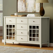 Connaught Sideboard Buffet with Glass-Front Cabinets & 6 Drawers — Vintage Style Dining Storage - R&R Furniture Gallery (Fountain Valley, CA)