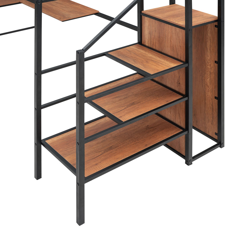 Loft Bed With Desk And Grid, Stylish Frame With Lateral Storage Ladder And Wardrobe - R&R Furniture Gallery (Fountain Valley, CA)