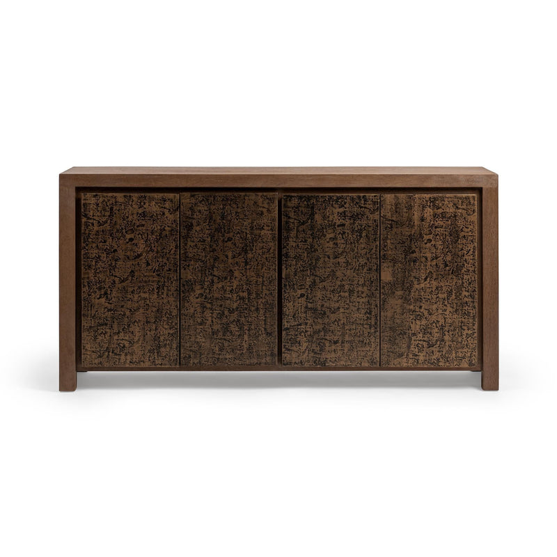 Classic Home Glendale 4-door buffet in toasted chestnut wood with sleek design and ample storage space.