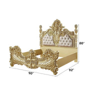 Cabriole - Eastern King Bed - Light Gold Synthetic Leather & Gold - R&R Furniture Gallery (Fountain Valley, CA)