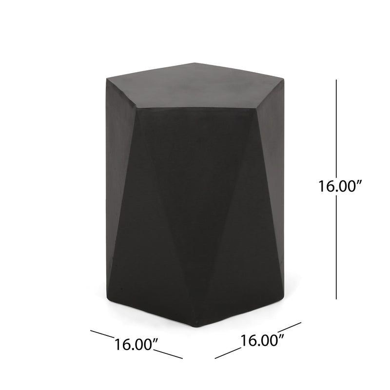 Noble House side table with geometric design, showcasing a modern, stylish table with a sleek, contemporary look in natural wood finish.