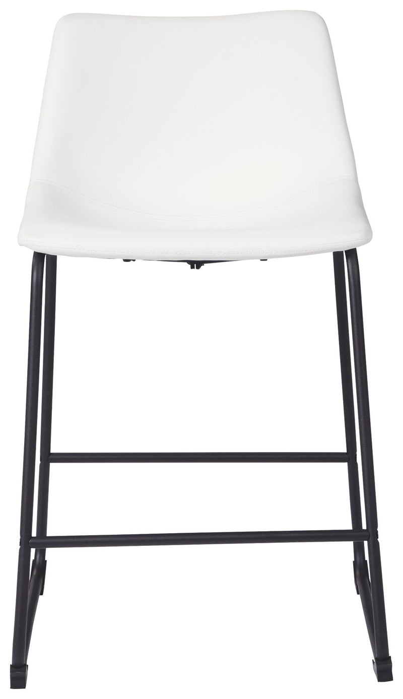 Set of two Signature Design by Ashley Centiar upholstered barstools with padded seats and backrests, ideal for kitchen or bar areas.