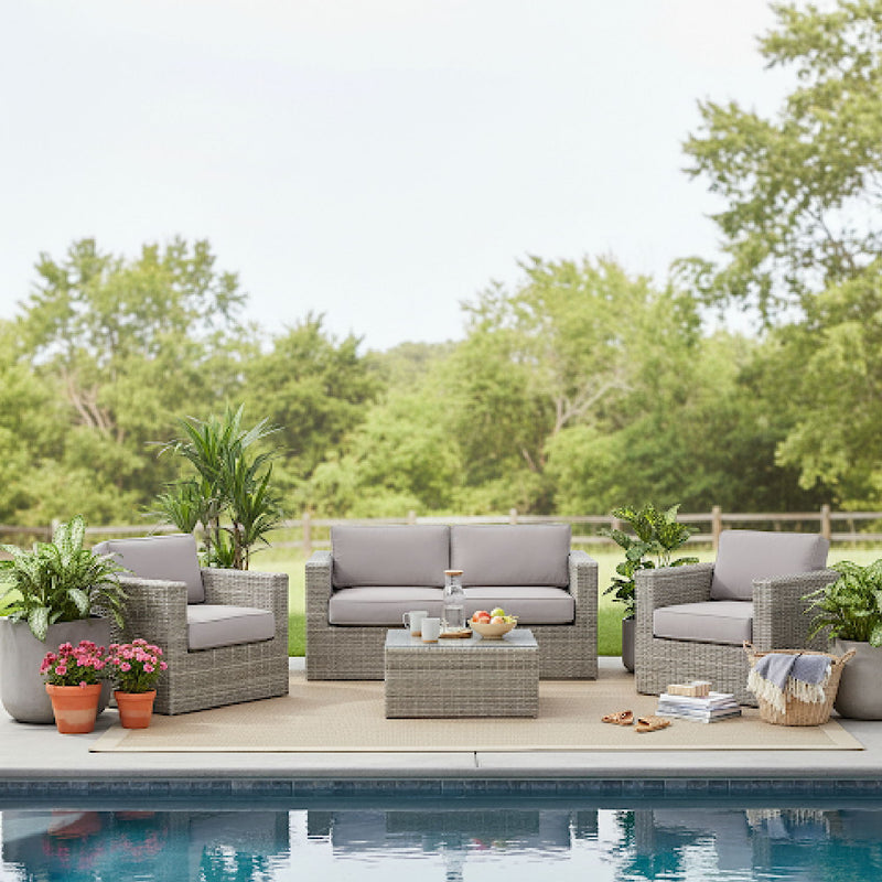 Wicker Seating Group Set With Table And Cushions - R&R Furniture Gallery (Fountain Valley, CA)