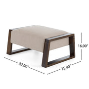 Sleek And Stylish Ottoman Polyester With Rubberwood Legs - Beige - R&R Furniture Gallery (Fountain Valley, CA)