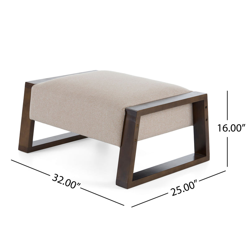Sleek And Stylish Ottoman Polyester With Rubberwood Legs - Beige - R&R Furniture Gallery (Fountain Valley, CA)
