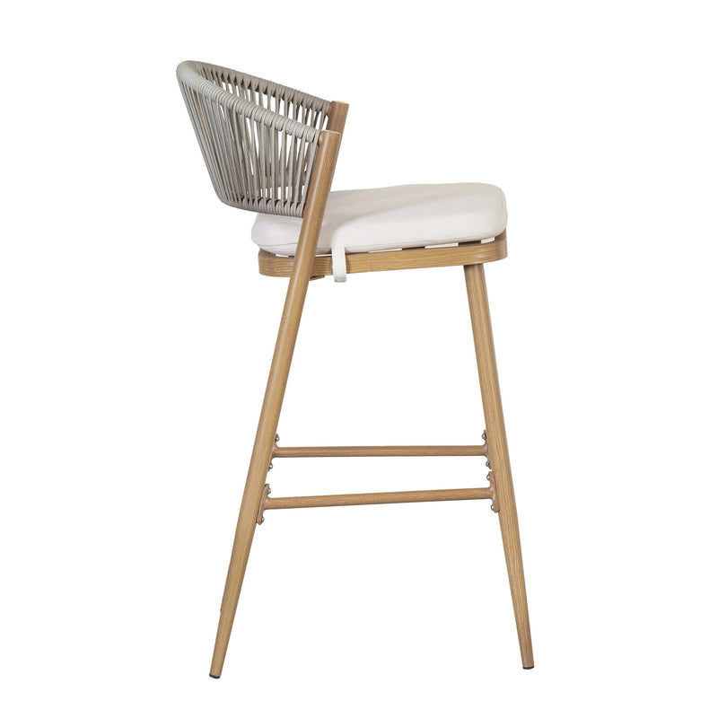 Outdoor Bar Height Metal Frame Counter Stools With Scallop Shaped Backrest & Water Resistant Cushions - R&R Furniture Gallery (Fountain Valley, CA)