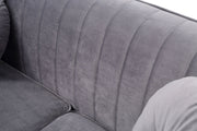 Glory Furniture Delray Micro Suede Sofa in beige with plush cushions, stylish stationary sofa for modern living rooms.