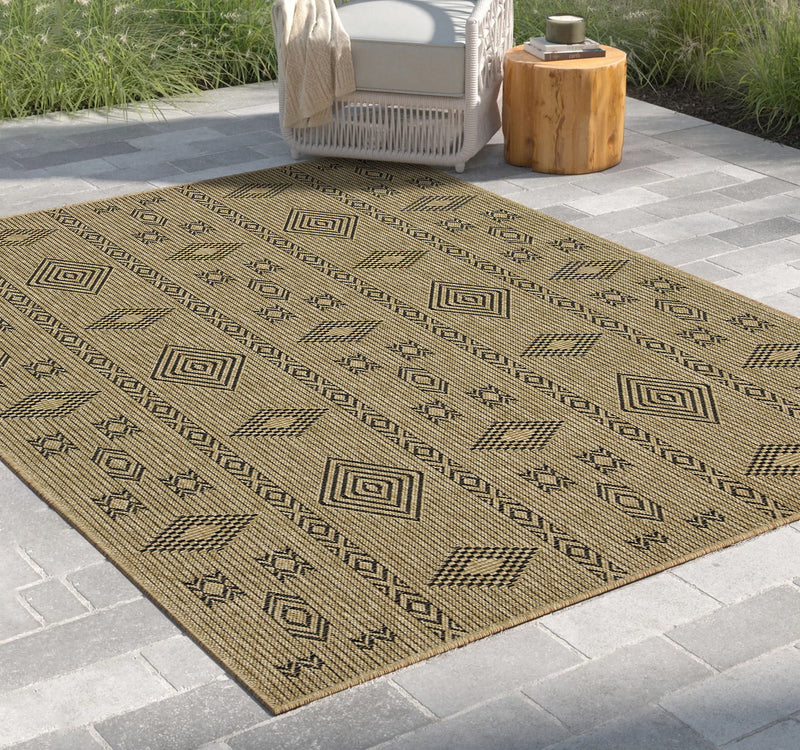 Earth - 2'7" X 7'3" Indoor, Outdoor Area Rug - Jute / Black - R&R Furniture Gallery (Fountain Valley, CA)