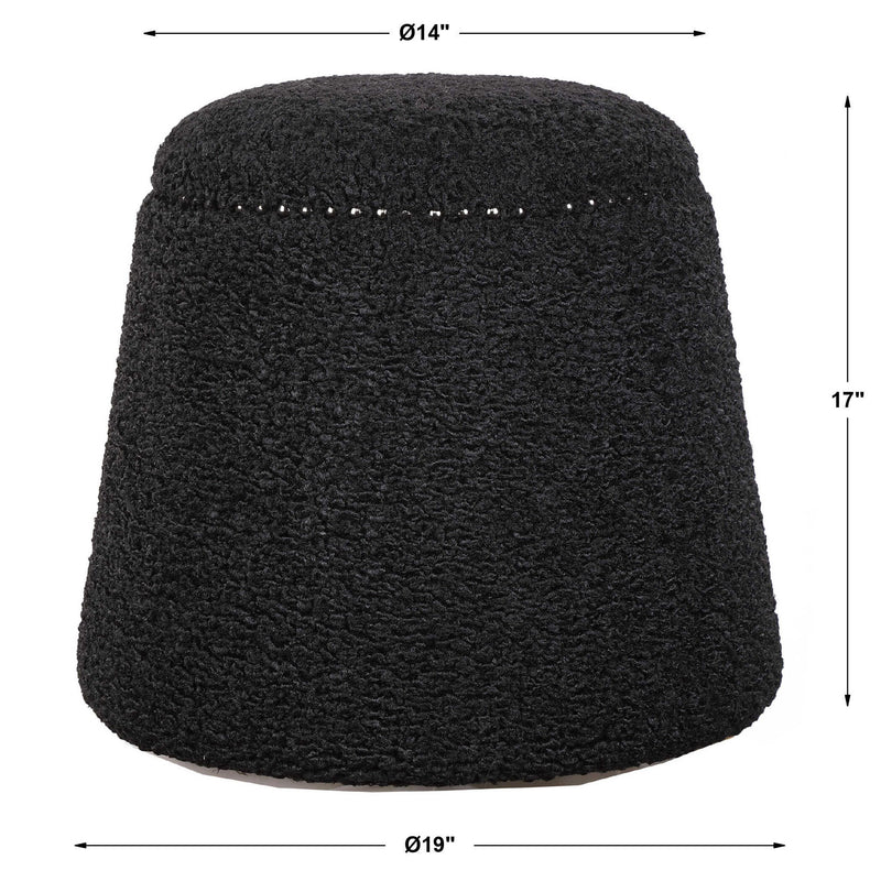 Uttermost Gumdrop upholstered ottoman with plush fabric and rounded shape, perfect as a stylish footrest or accent piece.